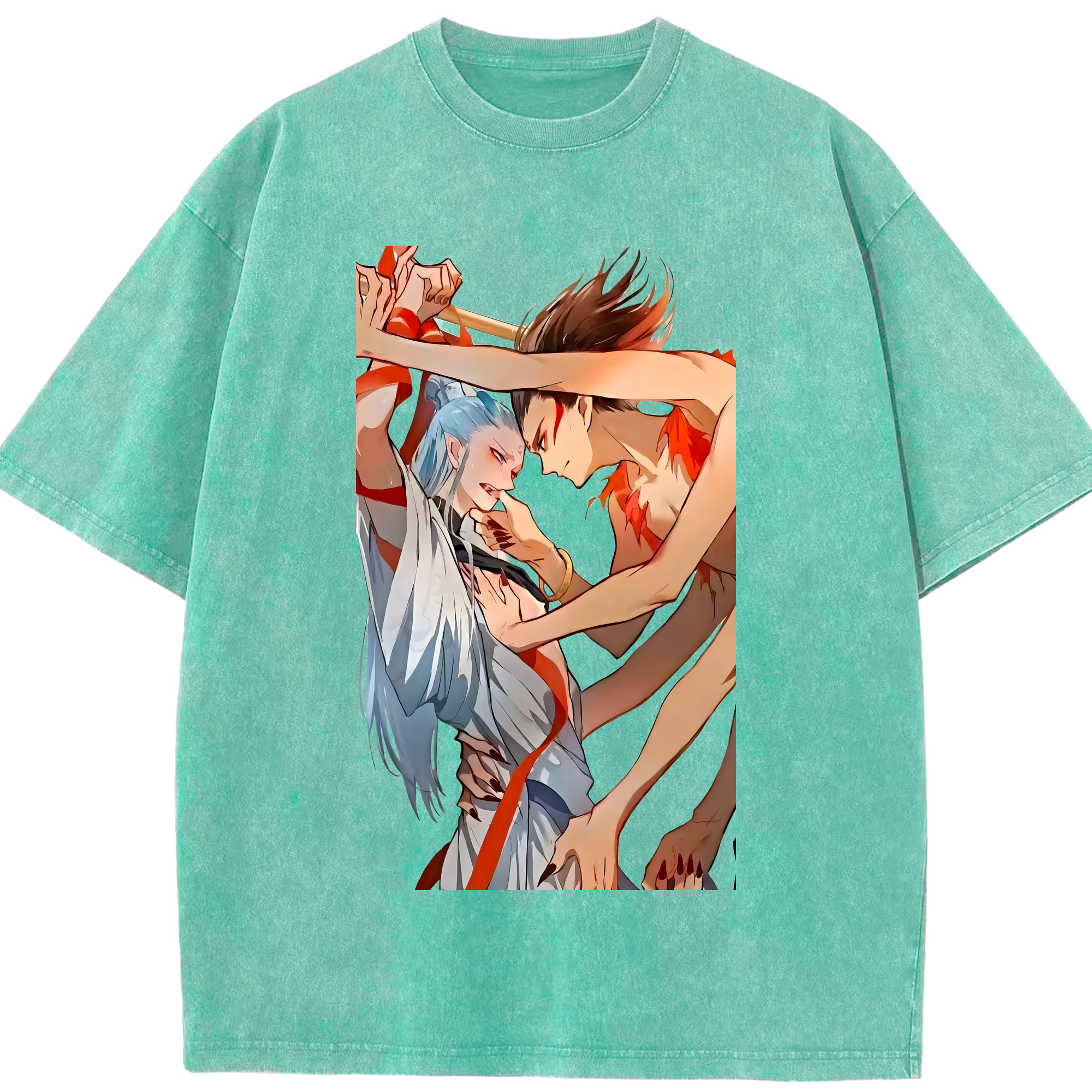 （画像用） Ne Zha 2 ナタ 魔童の大暴れ 綿100% ヴィンテージ風 半袖Tシャツ（フロントプリント）